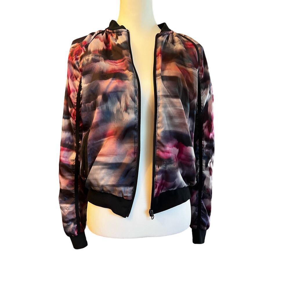ONZIE WOMENS S/M FLOW YOGA JACKET ABSTRACT PRINT ZIP FRONT ACTIVEWEAR ATHLEISURE